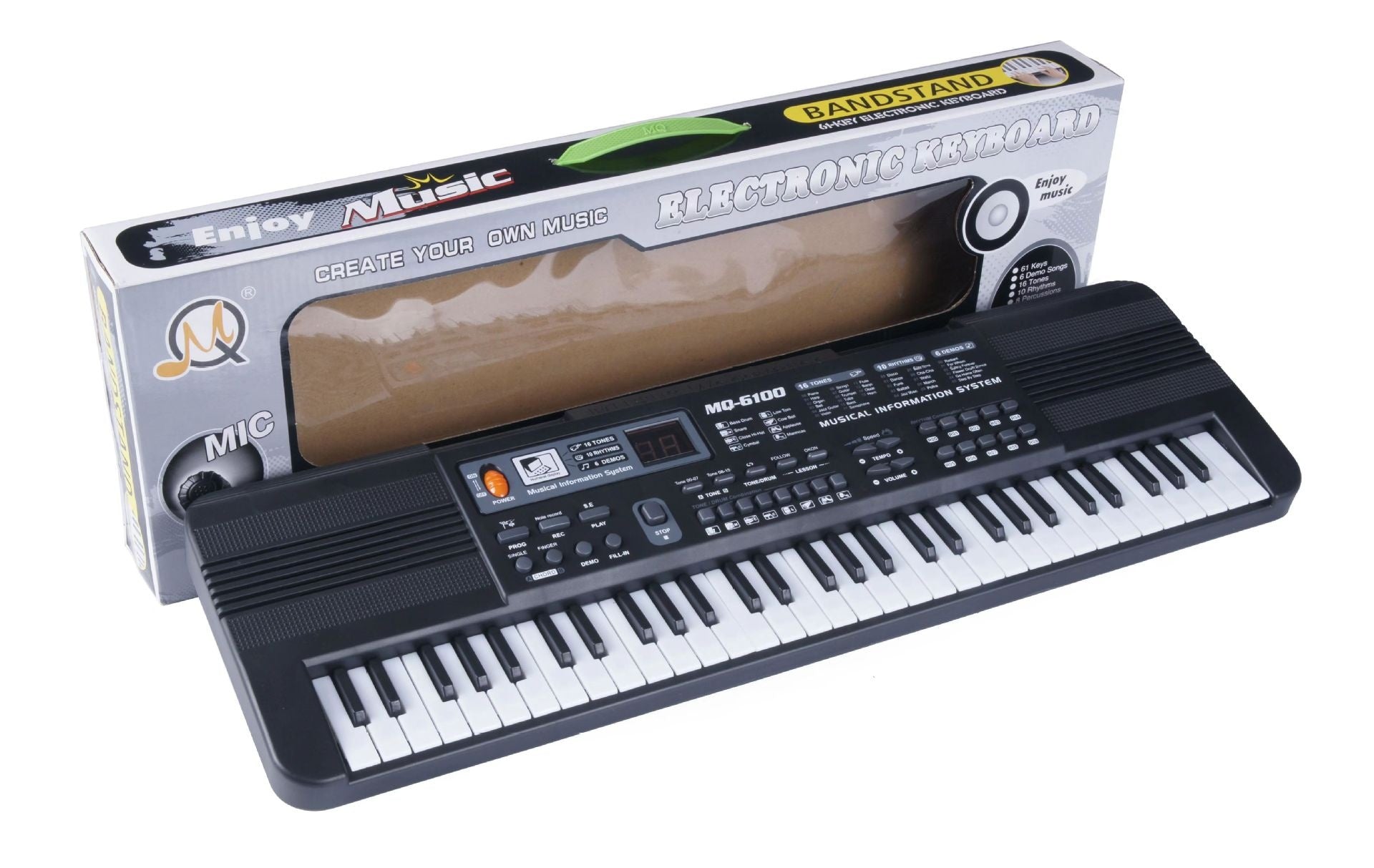 Children's 61 Key Electronic Keyboard USB Power Cord With Microphone Black