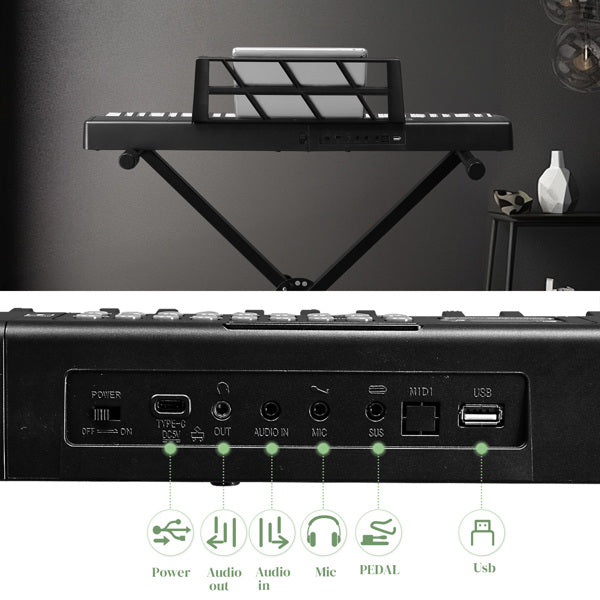61 Key Half Hammer Keyboard, Portable And Foldable, Black Electronic Keyboard,  Prohibited From Selling AM